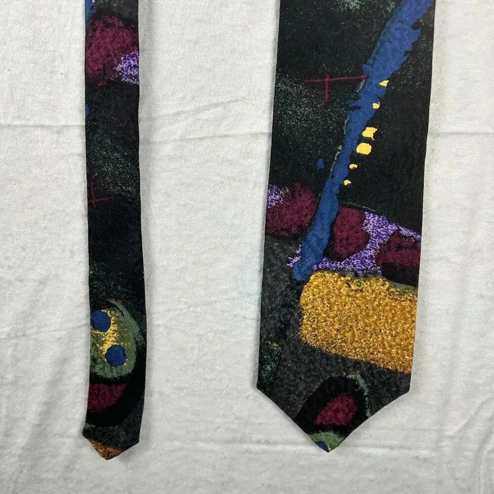 Vintage Retro Design Studios Abstract Art Silk Tie – 90s Geometric Print